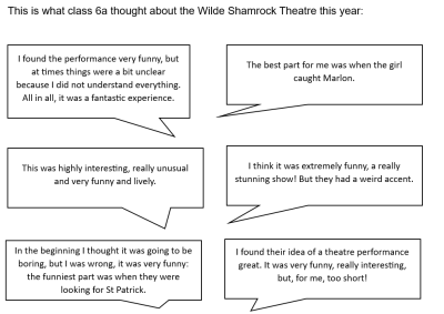 Schülerfeedback Wilde Shamrock Theatre