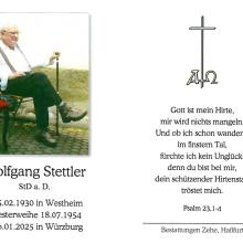 Sterbebild StD a.D. Stettler
